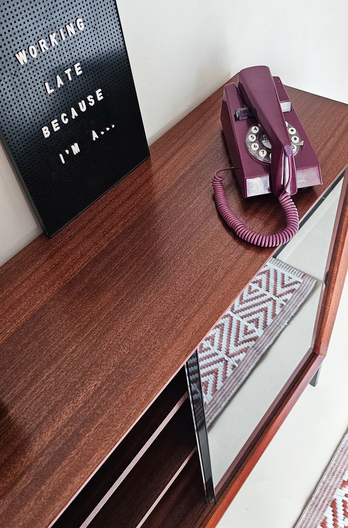 'The Emile' Mid Century Teak & Black Glass Drinks Cabinet Bookcase