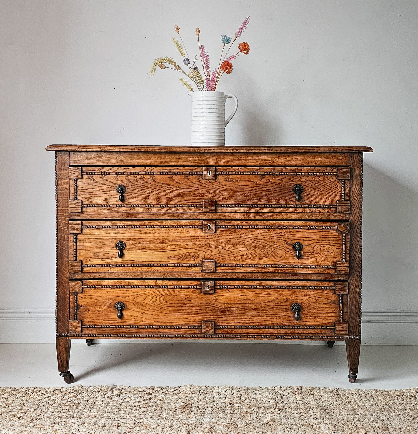 'The Harry' 1930s Oak Beaded Chest of Drawers