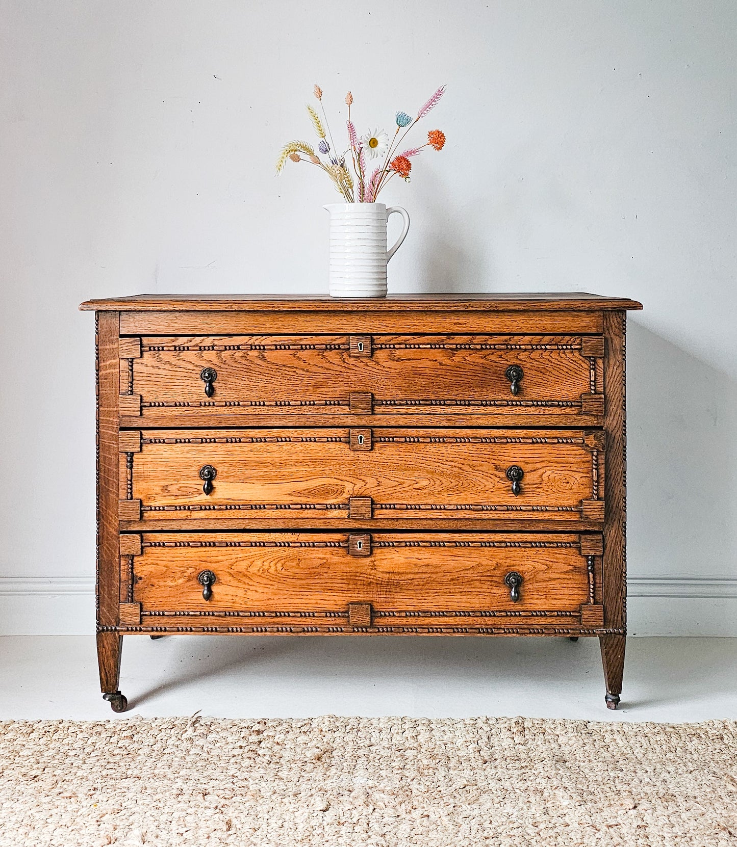 'The Harry' 1930s Oak Beaded Chest of Drawers