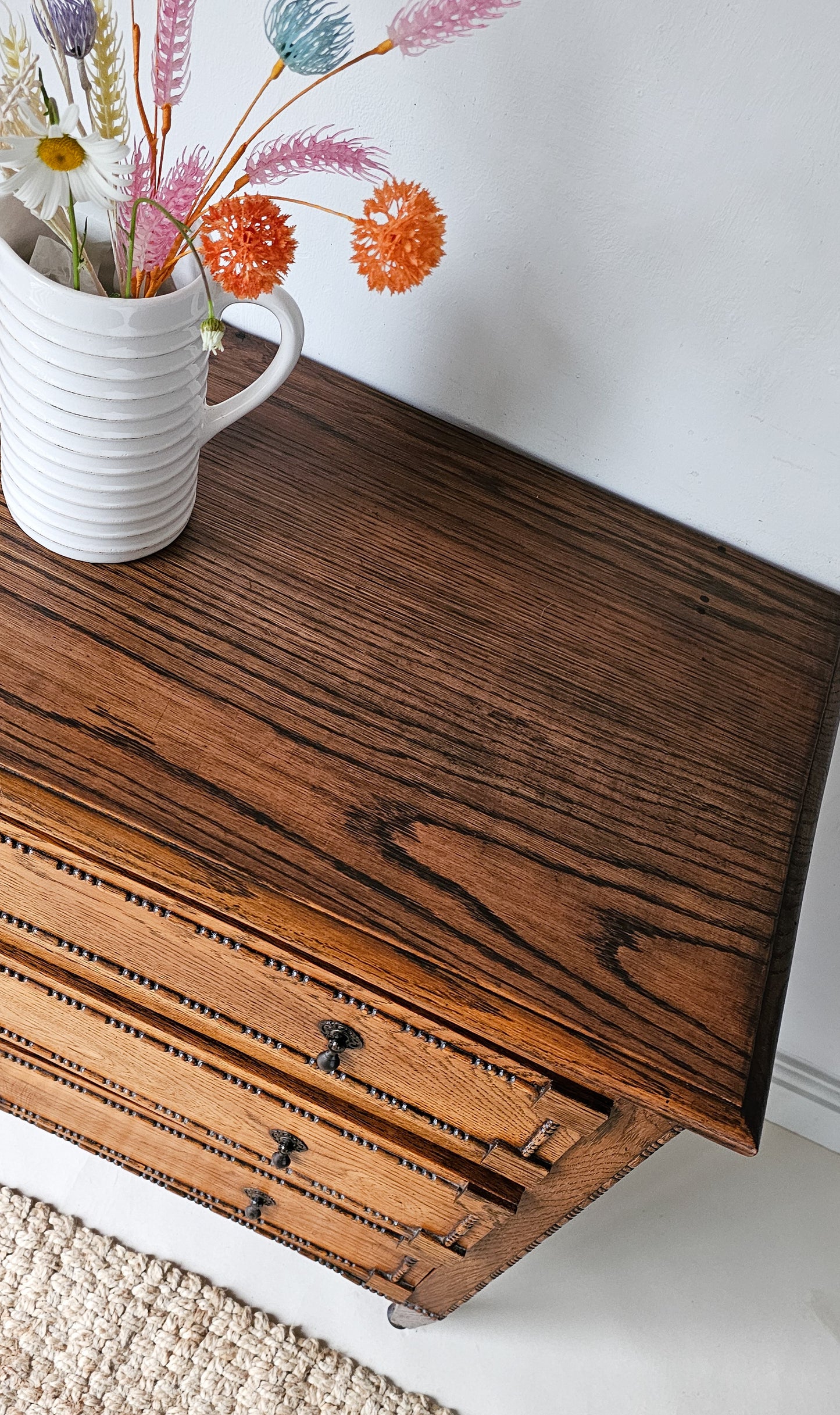 'The Harry' 1930s Oak Beaded Chest of Drawers