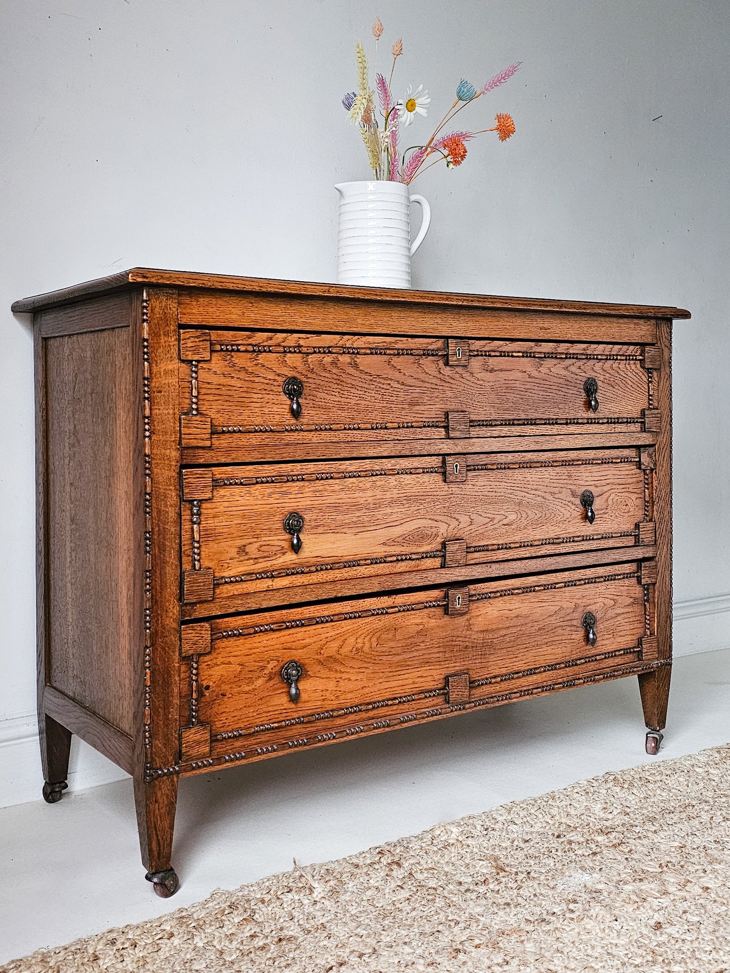 'The Harry' 1930s Oak Beaded Chest of Drawers