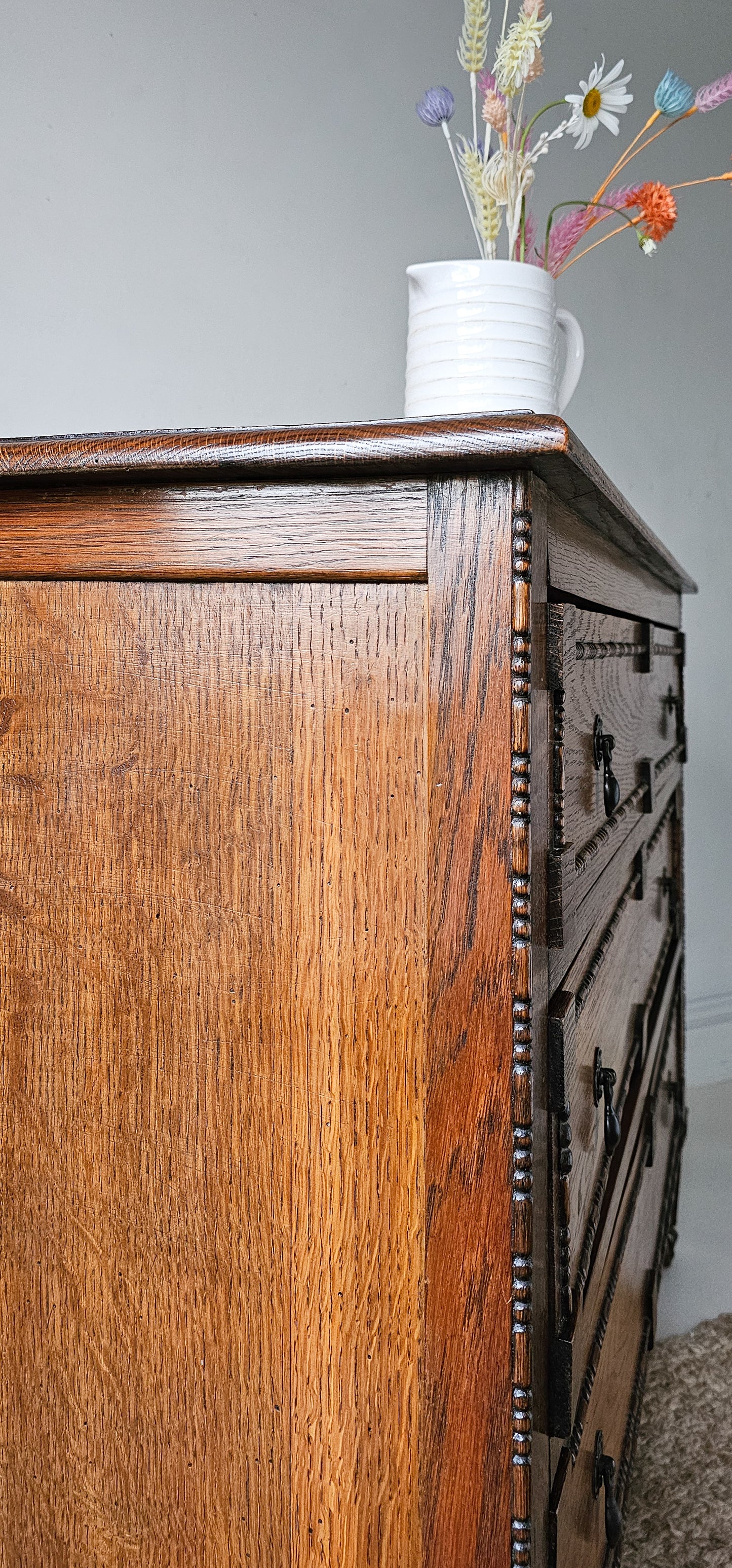 'The Harry' 1930s Oak Beaded Chest of Drawers