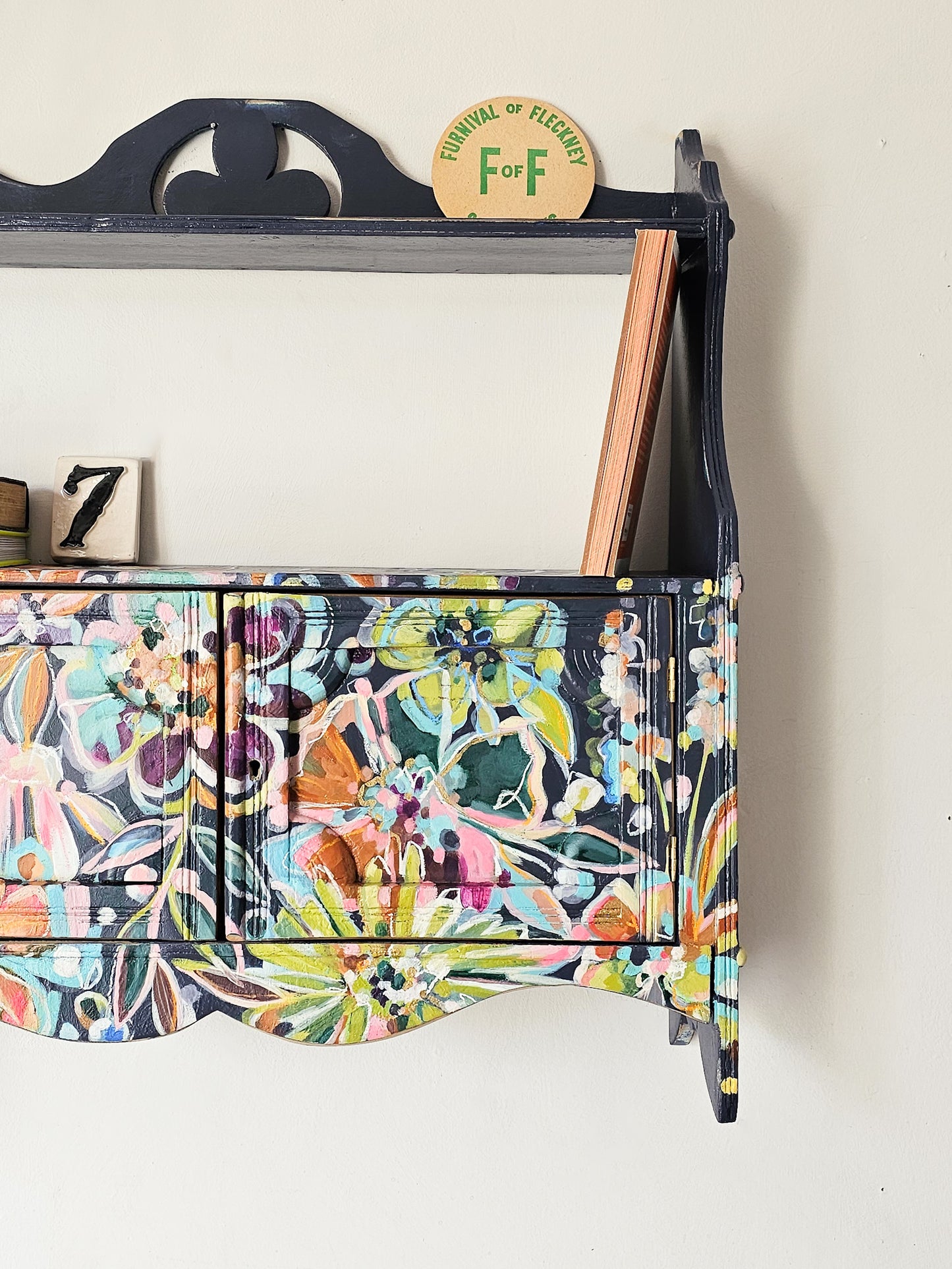 The Fleur Hand-painted Floral Wall Shelf