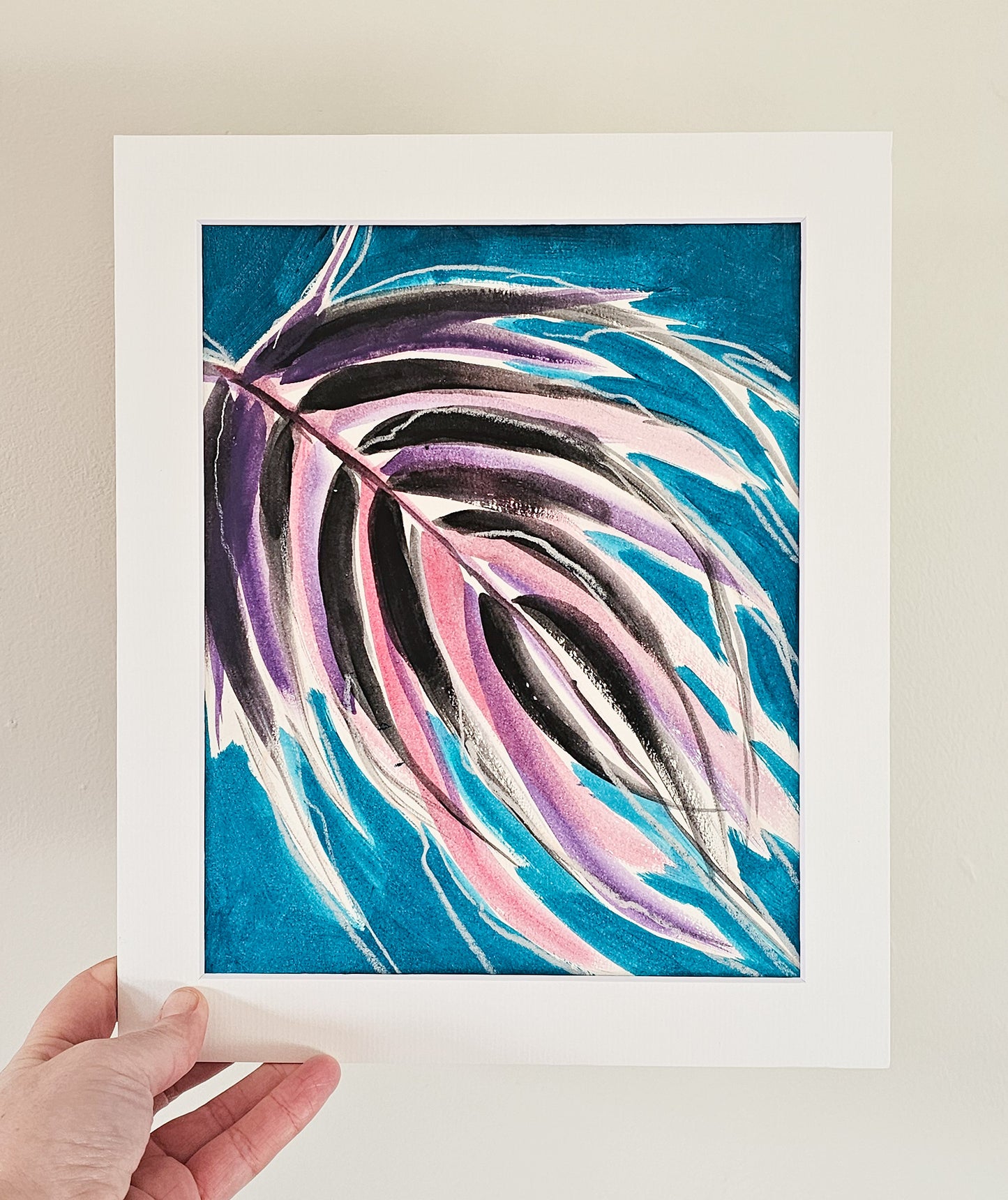 'Tropical 1' Acrylic Mounted Painting & Pastel on Paper