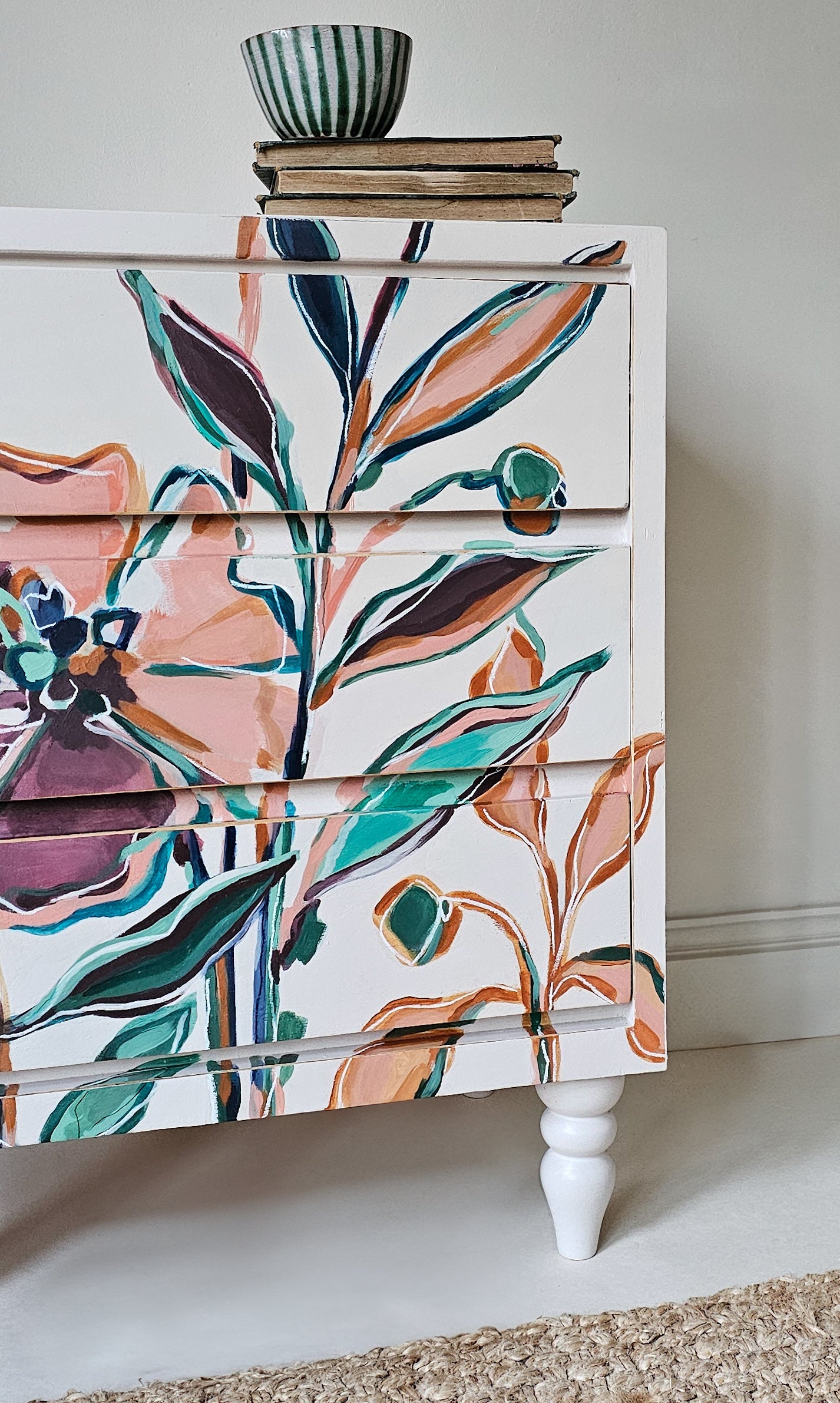 The Bloom Hand-painted Floral Folk Chest of Drawers