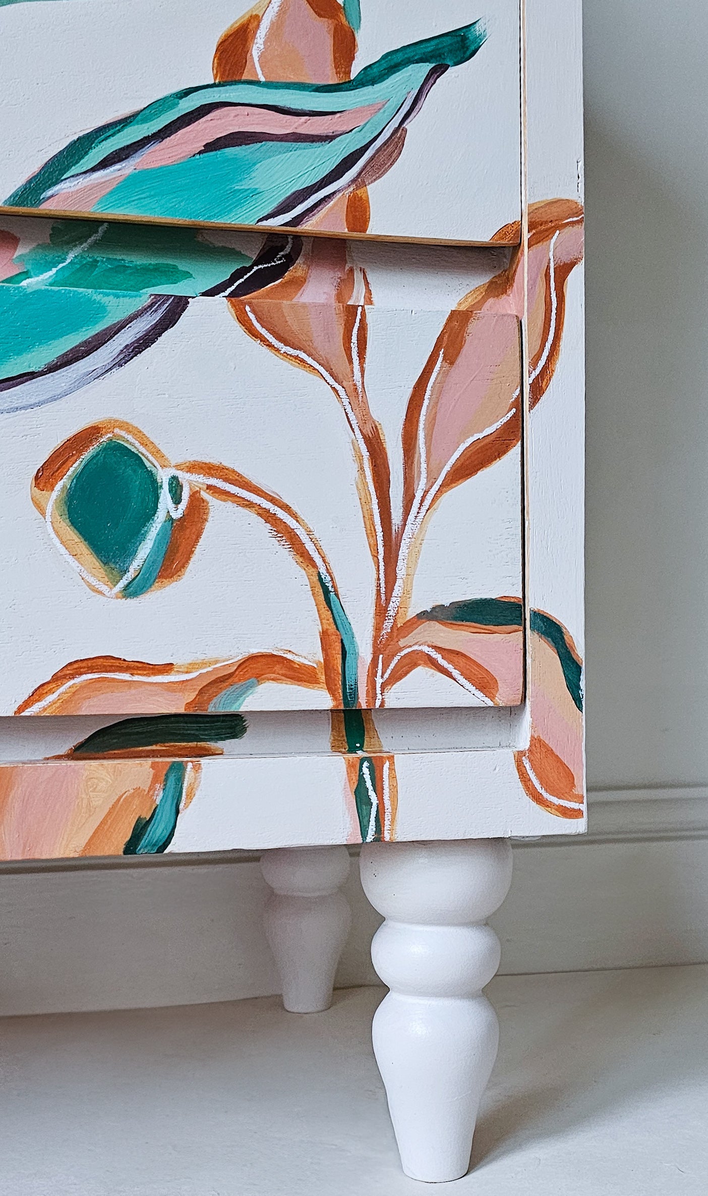 The Bloom Hand-painted Floral Folk Chest of Drawers