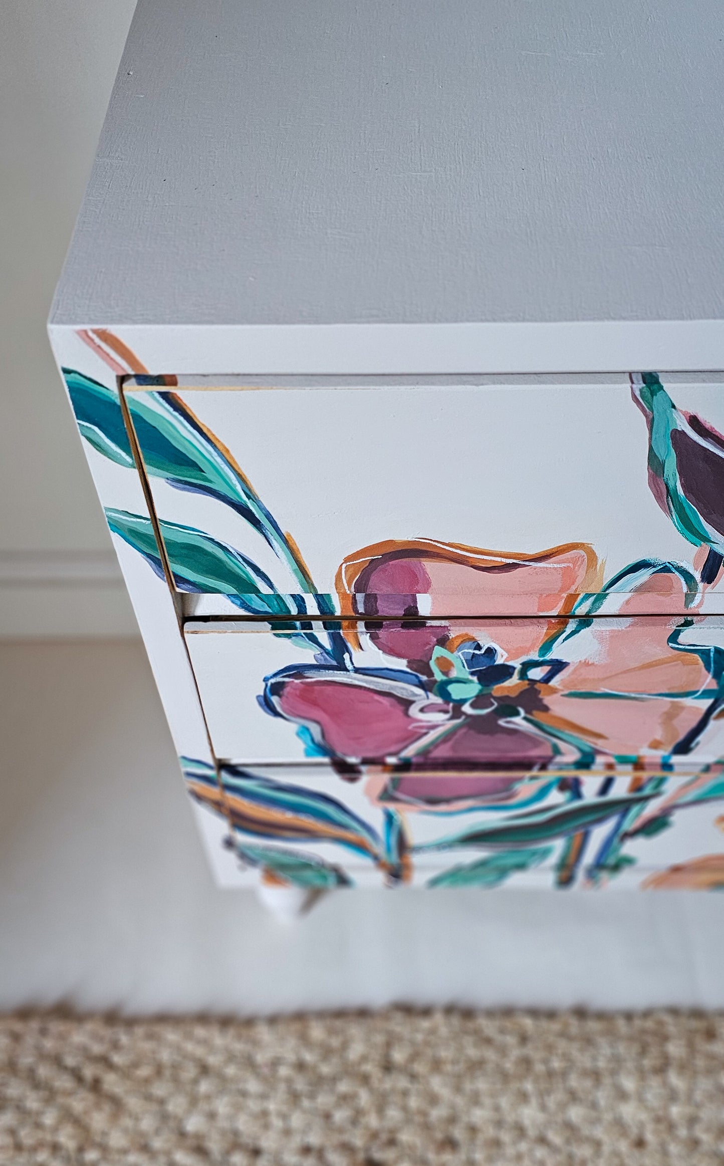 The Bloom Hand-painted Floral Folk Chest of Drawers