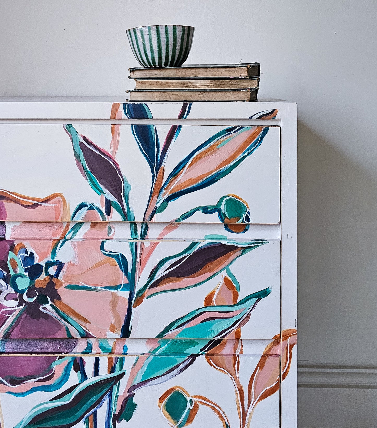 The Bloom Hand-painted Floral Folk Chest of Drawers