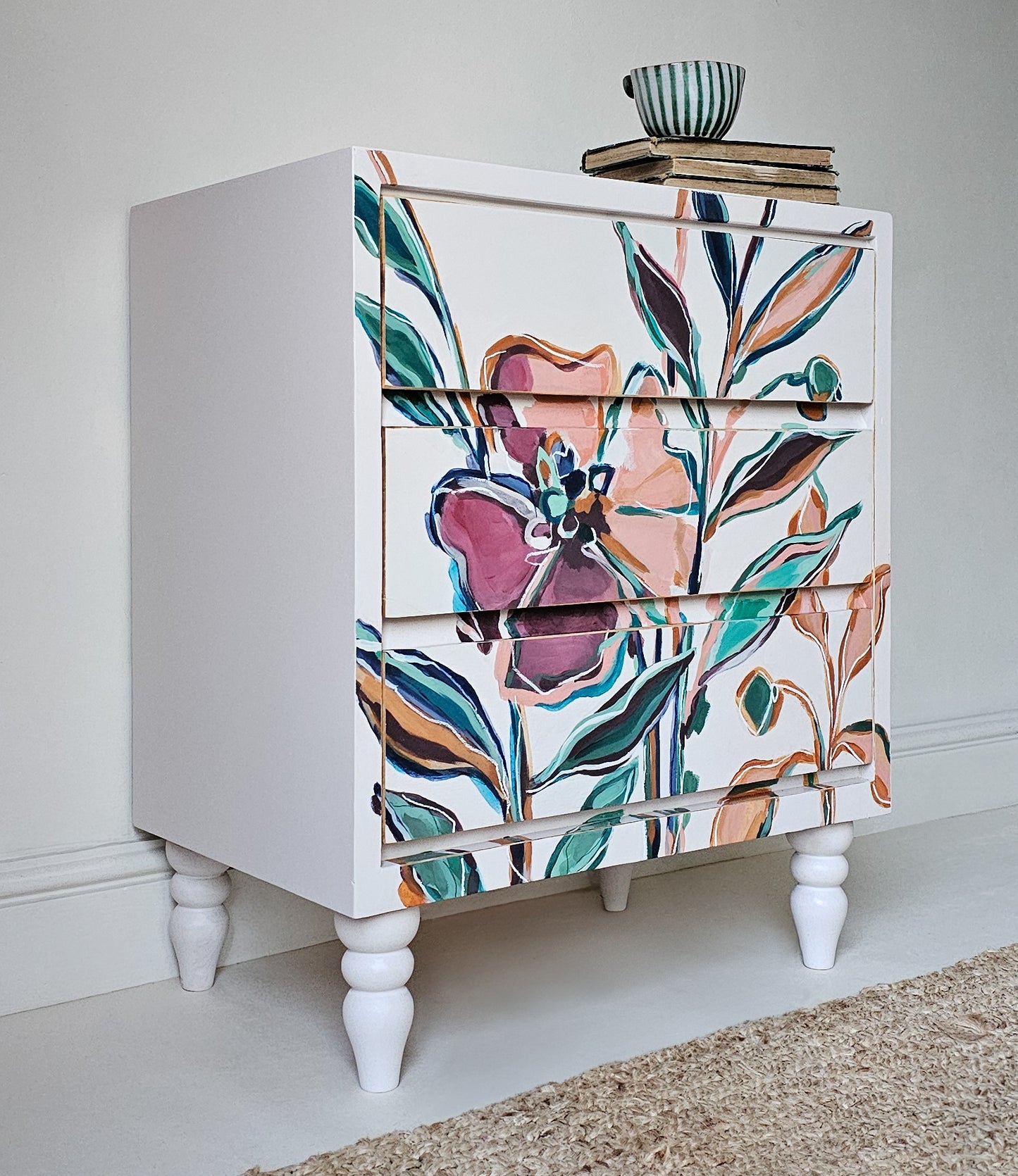 The Bloom Hand-painted Floral Folk Chest of Drawers