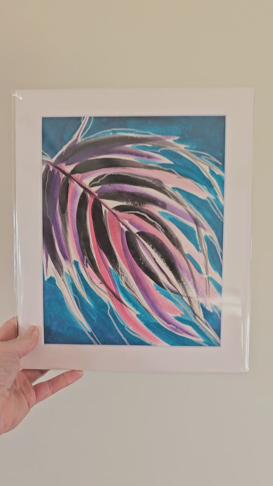 'Tropical 1' Acrylic Mounted Painting & Pastel on Paper