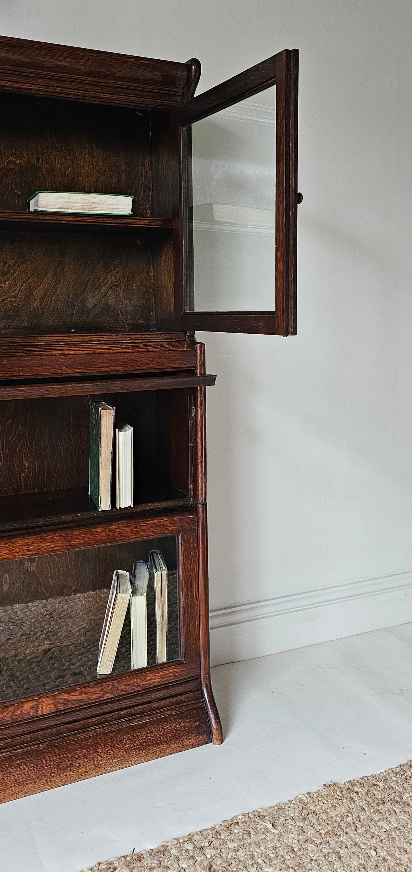 The Charles British Oak Antique Library Solicitors Bookcase Stacking Cabinet