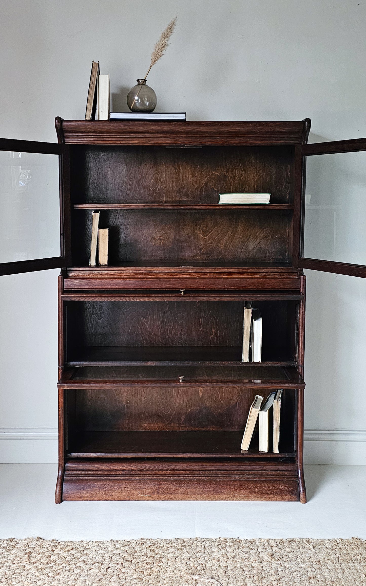 The Charles British Oak Antique Library Solicitors Bookcase Stacking Cabinet