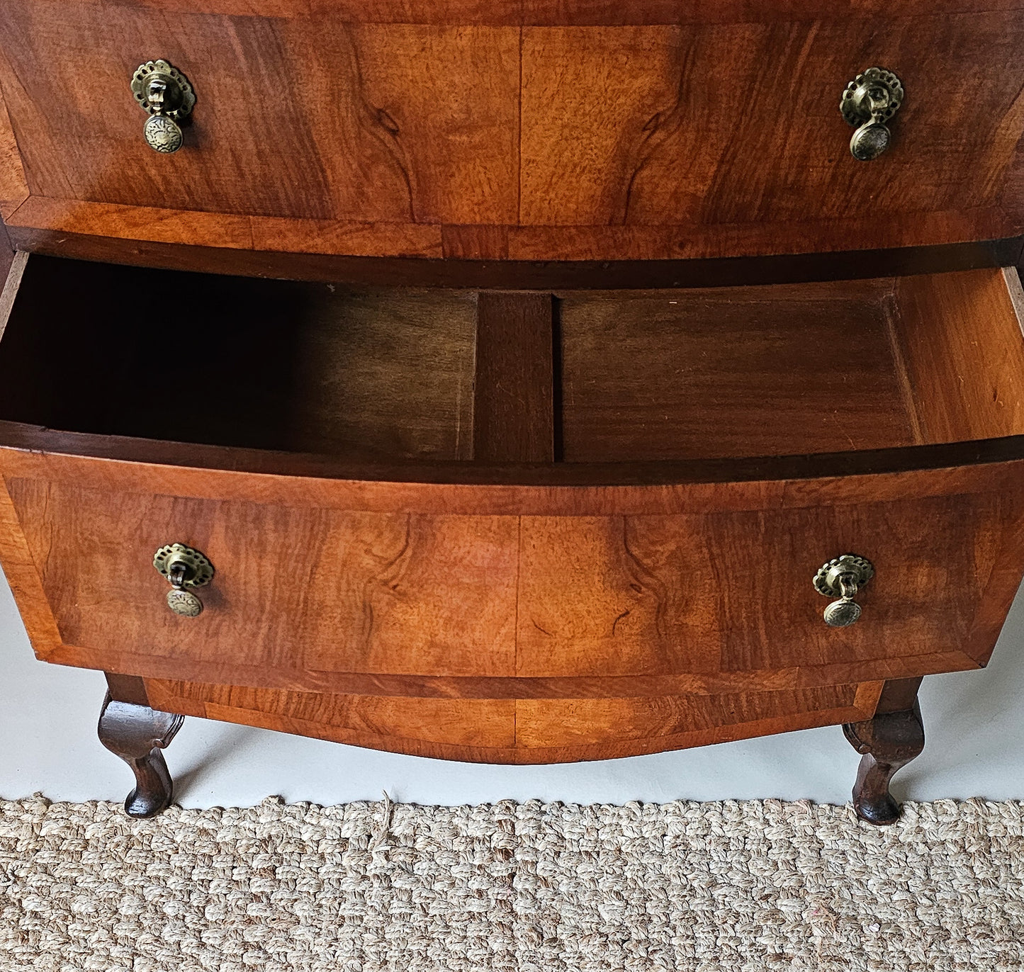 Bow Fronted Art Deco Flame Mahogany Chest of Drawers