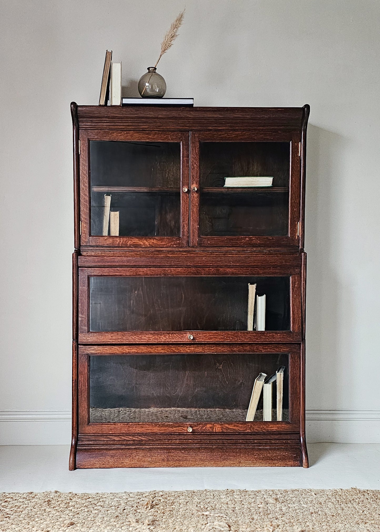 The Charles British Oak Antique Library Solicitors Bookcase Stacking Cabinet