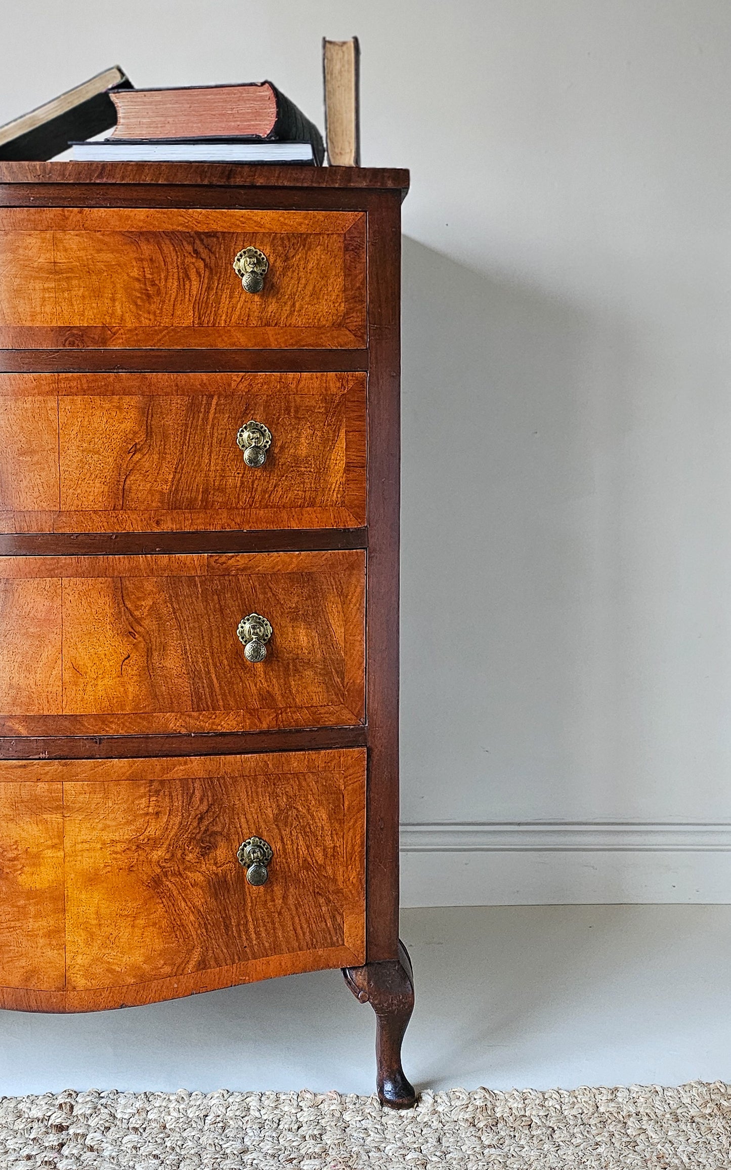 Bow Fronted Art Deco Flame Mahogany Chest of Drawers