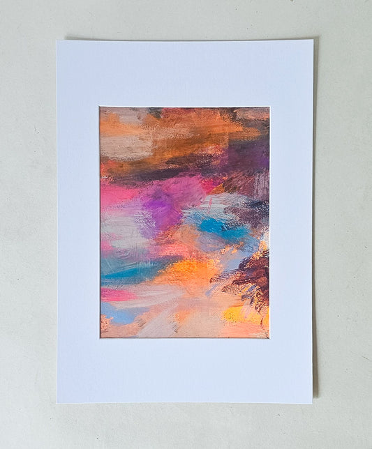 'Abstract Background 1' Acrylic Painting on Paper with Mount