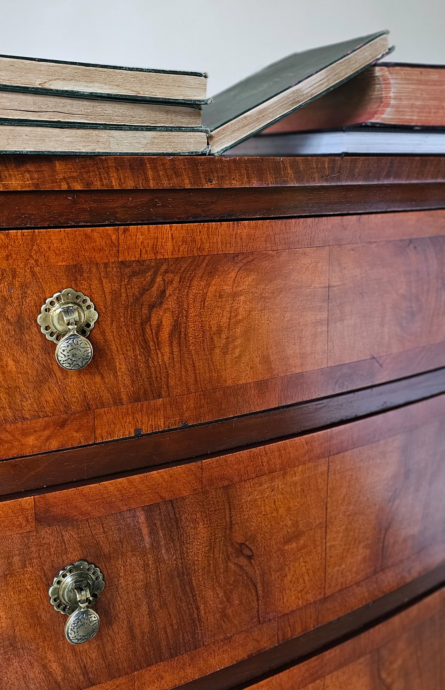 Bow Fronted Art Deco Flame Mahogany Chest of Drawers