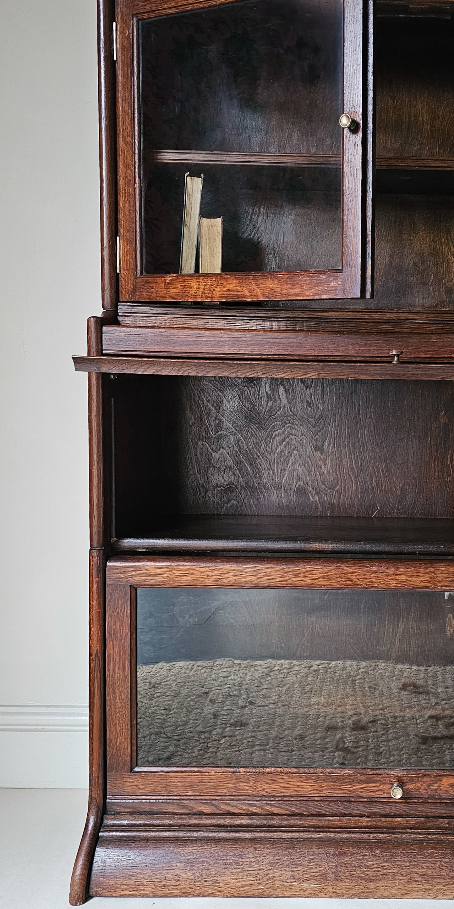 The Charles British Oak Antique Library Solicitors Bookcase Stacking Cabinet