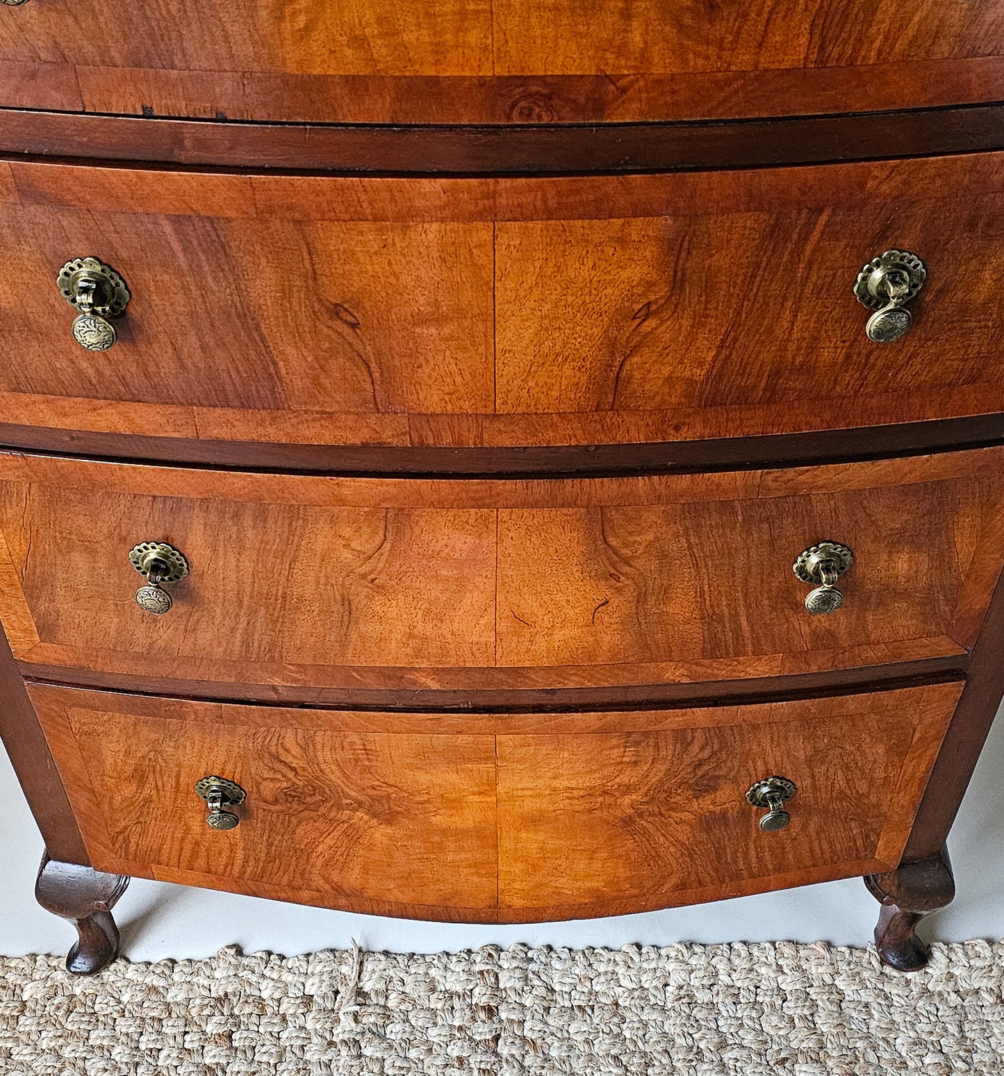 Bow Fronted Art Deco Flame Mahogany Chest of Drawers