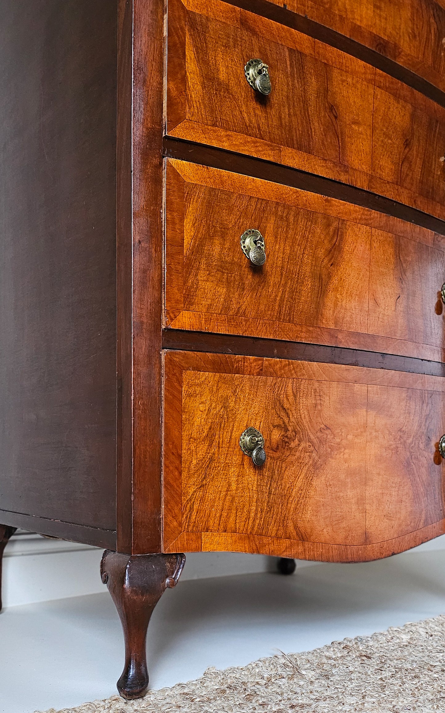 Bow Fronted Art Deco Flame Mahogany Chest of Drawers