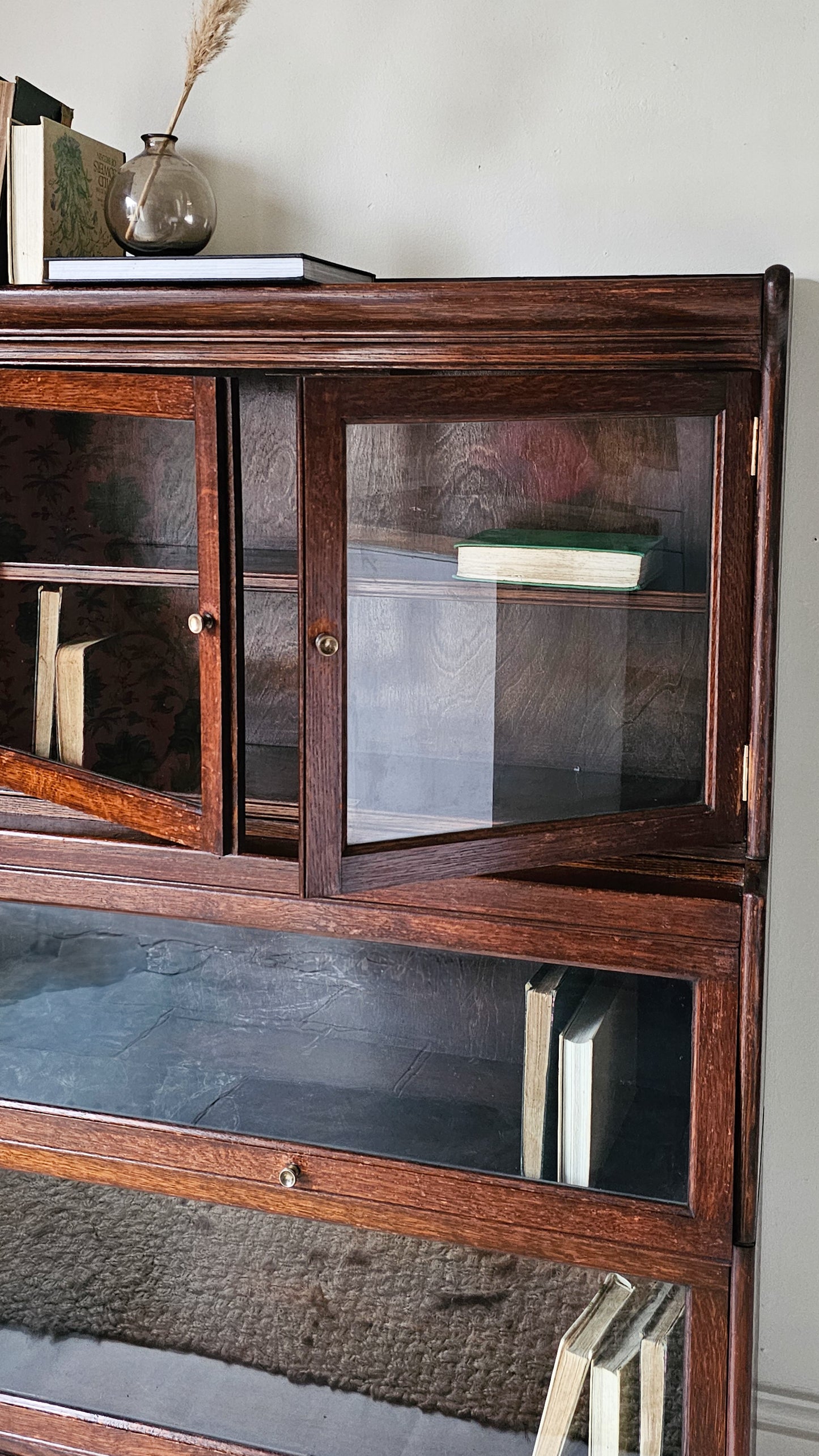 The Charles British Oak Antique Library Solicitors Bookcase Stacking Cabinet